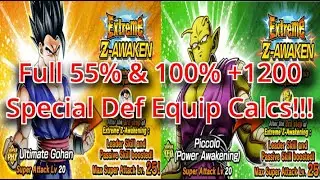 EZA LR Orange Piccolo & Beastless Gohan Full 55% & 100% Special +1200 Def Equip Calcs!  Dokkan Battl