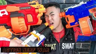 Action Nerf War: Captain Spider Man S.W.A.T X Warriors Nerf Guns Fight Organized Crime Detection