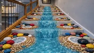 Luxury Waterfall Staircase Design | Most Satisfying Stone & Marble Stairs