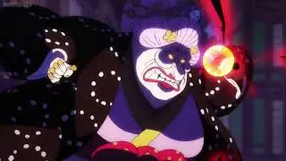 Big mom gets angry and punches kaido's subordinate.