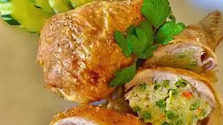 Cosce di pollo ripieni con riso pisell e carote al forno ricetta di Kwan