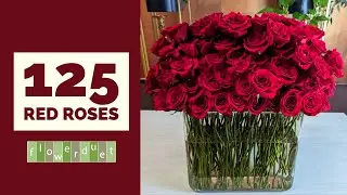 How to design with 125 Red Roses in a vase using the tape grid method -perfect for Valentine's Day