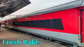 First LHB run TVC - NZM sf special | 06083 train arriving Karmali railway station Bezelless AC Coach