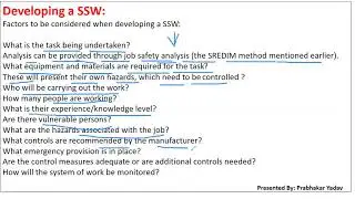 Developing Safe System Of Work