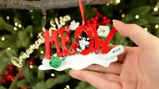 Ornaments by Elves: Personalized Lettered Meow Cat Treats Christmas Ornament OBE-rm884