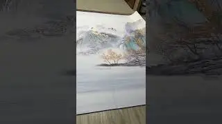 Background Wall: The Perfect Combination of Ink Landscape Painting and Chinese Red #shorts #viralvid