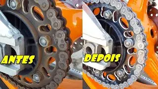 LIMPEZA DA CORRENTE DA CBR 1000 REPSOL # ANTES E DEPOIS # MOTUL C4 LUBRIFICANTE