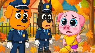 The Mission To Help Piglet Clean The Yard🧹🍁 | Police Dog Adventure | Funny Police Labrador Animation