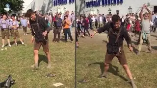 Drunk Man vs His Shoe At Oktoberfest