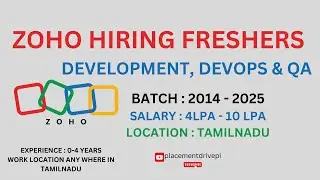 Zoho Software Developers ,DevOps Engineer & QA Jobs 2024 | 0-4 Years Experience | Tamil Nadu