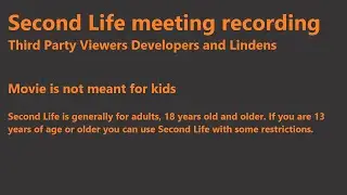 Second Life: Third Party Viewer meeting (11 April 2025) (text only)