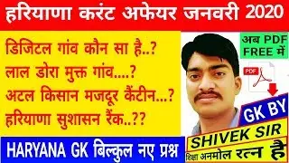 Haryana current affair January 2020||Haryana current affairs 202 ||Haryana GK by shivek sir