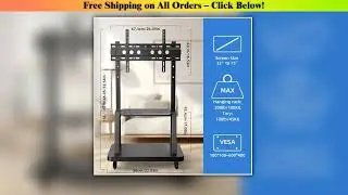 Mobile TV Cart, Rolling TV Stand for 32-75inch TVs with Lockable Wheel,Height Adjustable TV Stand
