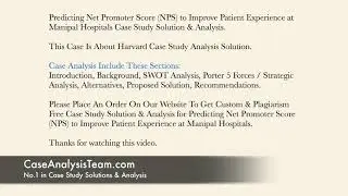 Predicting Net Promoter Score (NPS) to Improve Patient Experience at Manipal Hospitals Case Solution