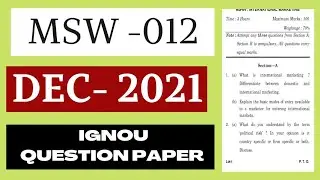 MSW-012 Introduction to Life Characteristics and Challenges&nbsp;//DECEMBER-2021//QUESTIONPAPER//IGNOU/