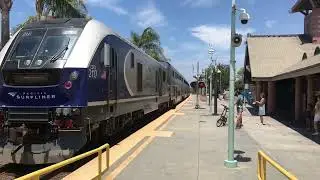 90 MPH Amtrak Pacific Surfliner trains at Carlsbad Village through July with @UPandBNSFrailfan6907