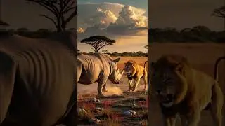 &ldquo;Rhino vs Lion &ndash; The Ultimate Showdown of the Wild&rdquo; #asmr #ai #leopardo #algorithm