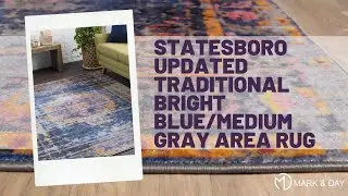 Statesboro Updated Traditional Bright Blue/Medium Gray Area Rug