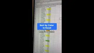 Sorting by Color in Excel #shorts
