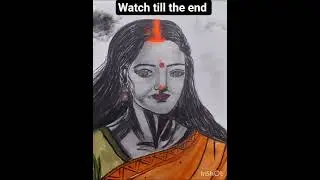 Beautiful Indian Woman Portrait Painting | Sindoor & Saree Art | Traditional Indian Art