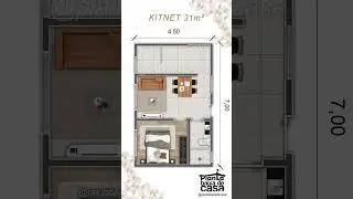 PLANTA BAIXA KITNET 31m&sup2; 4,50x7,00 | TINY HOUSE  #plantabaixa #kitnet  #tinyhouse