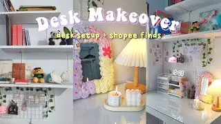 aesthetic desk makeover + shopee finds 📚💗