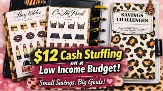 $12 Cash Stuffing on a Low Income | Small Savings, Big Goals 💌 | Budget With Me