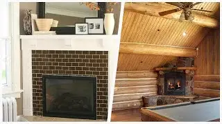 75 Living Space With Brown Walls And A Corner Fireplace Design Ideas You'll Love 🔴
