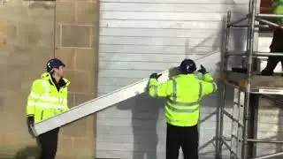 Flood defences going up in Frankwell, Shrewsbury