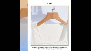 GlowEve Women's Fashion Business Casual Sweetheart Collar Button Design Long Sleeve T-Shirt