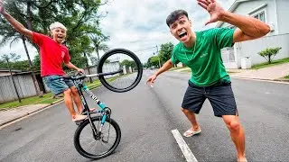 O ARTUR APRENDEU A MANOBRA DE BIKE PROlBlDA !
