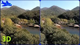 Drone 3D, Real aerial 3D video shot with a newly upgraded 3D camera system, Magic eye, SBS, Woods
