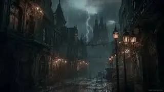 Victorian Rainstorm Ambience | Thunder, Rain & Lightning on a Dark Cobblestone Street