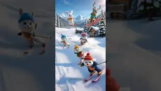 Cute Winter Animals Skiing in Snow 🌨️🌨️#shorts #youtubeshorts #winter