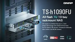 TS-h1090FU All-flash 1U NAS with AMD EPYC 7002, supporting U.2 NVMe/SATA SSD, 25GbE, PCIe Gen4 slots