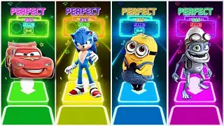 McQueen 🆚 Sonic 🆚 Minions 🆚 Crazy frog in Tiles Hop EDM Rush🎶