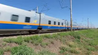 Испытания поезда Talgo (узкий кузов) в Казахстане скорость 200 км/ч (2012 год) часть 2