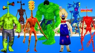 Team Hulk fight Siren head realistic model ice cream man and SCP trevor henderson monsters