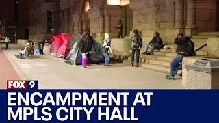 Homeless encampment set up at Minneapolis City Hall after clearings