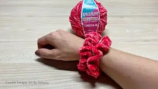 (Scrunchie) Amarrador de Cabelos em Crochet