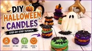 How to Make Spooky Macaron Candles at Home | Halloween Candle Making Tutorial 👻