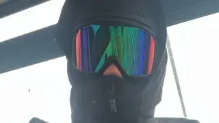 Skiing bombing a run 54mph and rail with crash in train park.