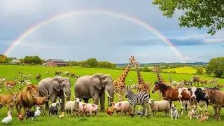 Cute Farm Animals Sheep, Buffalo, Chicken, Bee, Duck, Cow, Dog, Puppy, Duckling  Animal Video