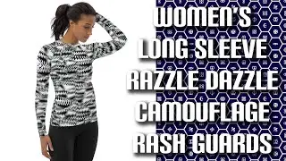 Women's Long Sleeve Rash Guards - Razzle Dazzle Camouflage