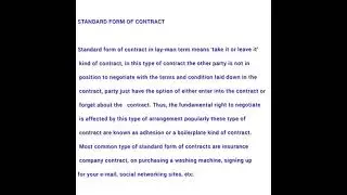 Standard form of Contract
