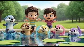 Five Little Otter Pals Splash Splash Splash | Water Play & Counting Song for Kids