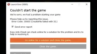 How To Resolve Error Code 30005 (CreateFile failed with 32) On Windows?