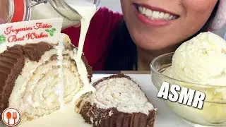 ASMR Christmas Creamy YULE LOG CAKE | LaniEats ASMR