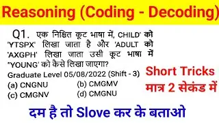 Reasoning Coding Decoding  For - Ntpc, railway group D, SSC, SSC CGL, CHSL, MTS & All Exam's