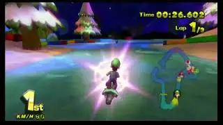 Mario Kart Wii Deluxe (Blue Edition): Luigi races in RMX Vanilla Lake 1